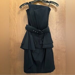 NWOT Cache Elegant Black Asymmetrical Strapless Dress